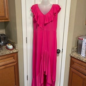 Dark pink ruffle neck line and riffle side size XL NWOT